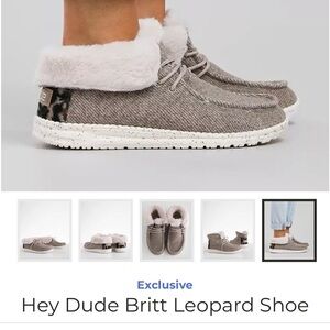 Hey Dude Leopard Print Fur Lined Shoes